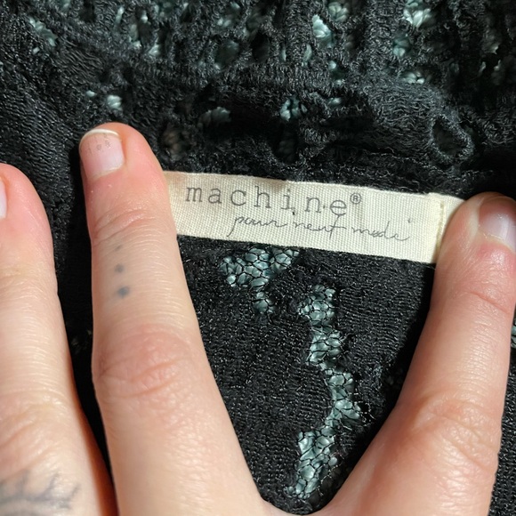 Edgy Unique Black Mesh Lace Cropped Top Tank with a Dual-Sided Design (Medium) - Picture 9 of 10